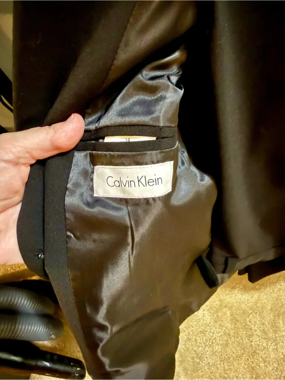 Calvin Klein Black Two-Button Kids Suit with white shirt